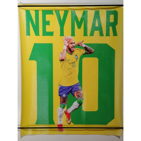 Soccer Legends Canvas Wall Art – Messi, Ronaldo, Neymar, Mbappé -Set of 4, 8x10" - Picture 4 of 6